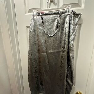 Silver Sequin Midi Pencil Skirt for Cocktail